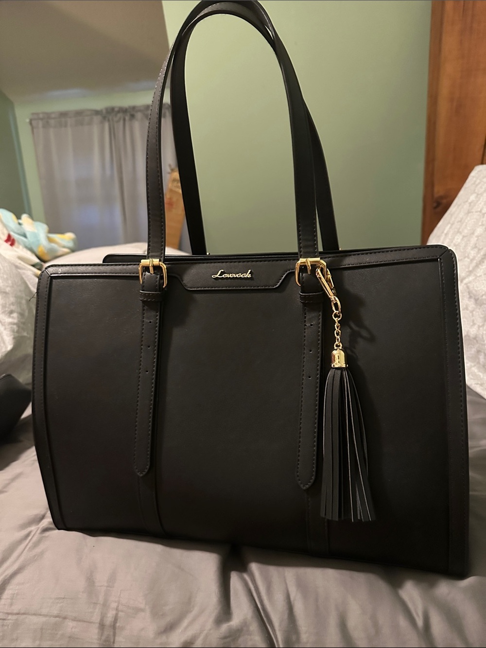 Lovevook Black Tassel Tote with Free Makeup Bag